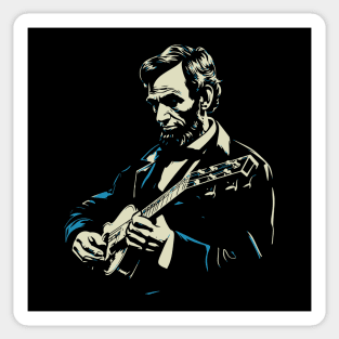 Abraham Lincoln Banjo Player Funny Founding Fathers Sticker